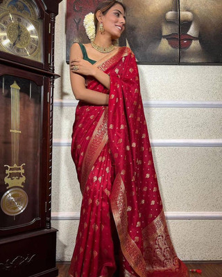 Dhami Woven Kanjivaram Pure Silk, Art Silk Saree(Pink)