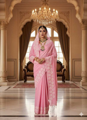 SARADA HANDLOOM Printed Daily Wear Pure Cotton Saree(Pink)