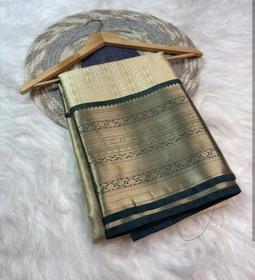 Haniya creation Woven Banarasi Art Silk Saree(Beige)
