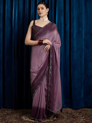 Sareemall Embellished Bollywood Chiffon Saree(Purple)