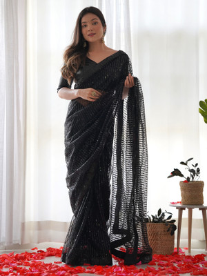 Ratnavati Embellished Bollywood Net Saree(Black)