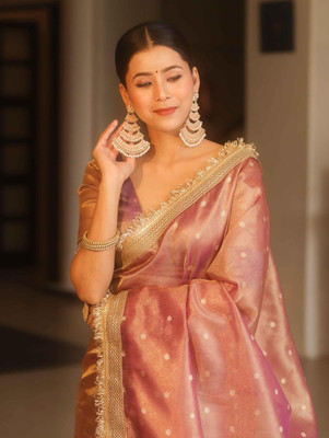 RB Fashion Self Design, Woven Banarasi Tissue Saree(Pink)