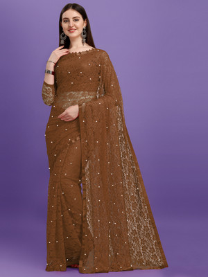 Croza Self Design Bollywood Net Saree(Multicolor)