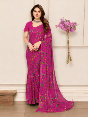Moda Rapido Printed Bollywood Georgette Saree(Pink)