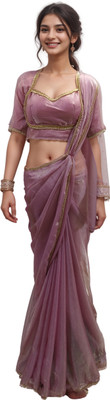 NANCY DESIGNER Solid/Plain Bollywood Pure Silk Saree(Pink)