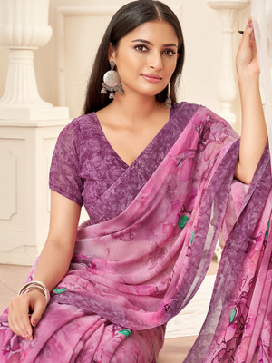 Divastri Printed Daily Wear Georgette Saree(Pink)