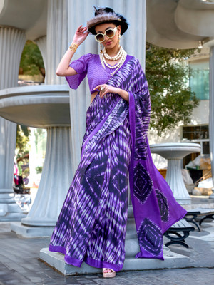 Divastri Printed Daily Wear Crepe Saree(Purple)