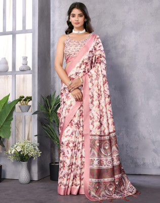 Divastri Printed Bhagalpuri Art Silk Saree(Pink)