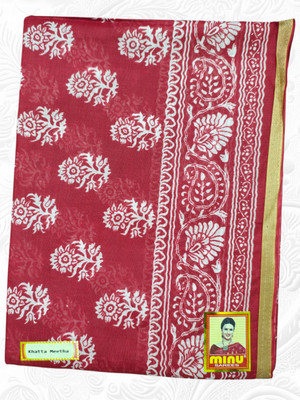 MAATARA TEXTILE AND COLLECTION Floral Print Bollywood Pure Cotton Saree(Red)
