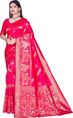 SHRIMAY Self Design Banarasi Art Silk, Pure Silk Saree(Pink)