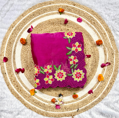 HK TEX Embroidered Bollywood Pure Silk Saree(Pink)