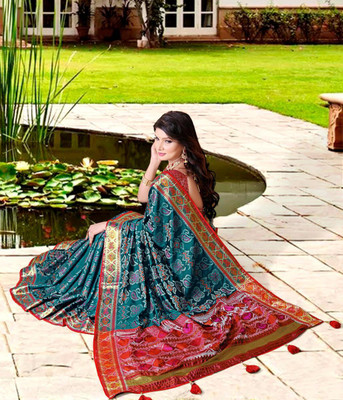 jayant creation Printed Bollywood Silk Blend Saree(Multicolor)