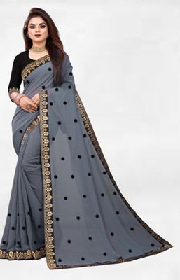 Jevlan Printed Bollywood Georgette Saree(Grey)