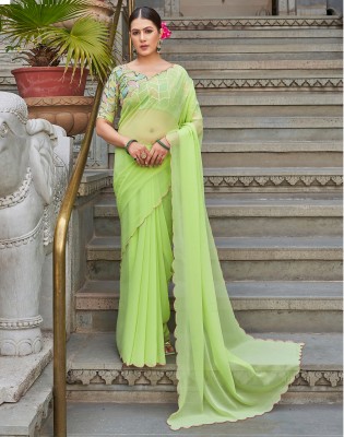 Satrani Dyed, Embellished Bollywood Georgette Saree(Light Green)