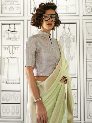 Sareemall Woven Banarasi Chiffon Saree(Light Green)
