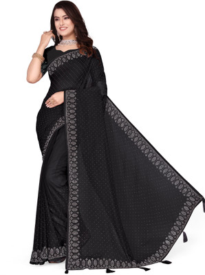 Looootnest Self Design Bollywood Georgette Saree(Black)