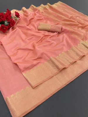 VAKHARIYAFAB Woven Kanjivaram Cotton Silk, Pure Silk Saree(Pink)