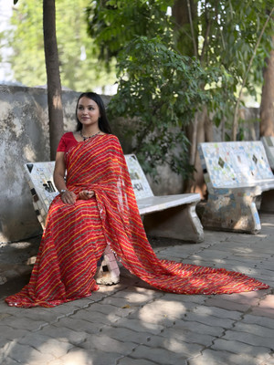 TEN R Striped Daily Wear Georgette Saree(Multicolor)