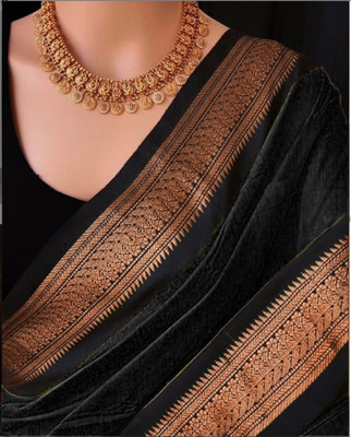 MAHOTSAV Woven Banarasi Jacquard Saree(Black)