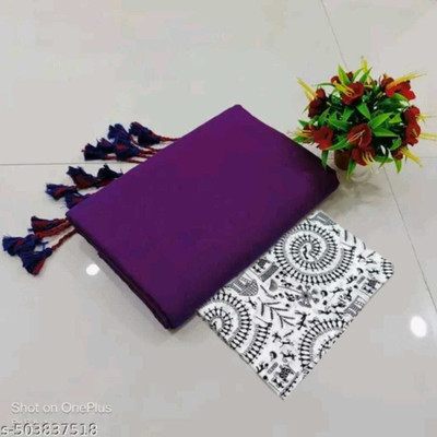 Maku Solid/Plain Handloom Pure Cotton Saree(Black)