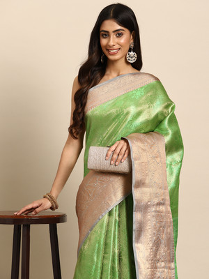 Tasrika Woven Kanjivaram Tissue Saree(Green)