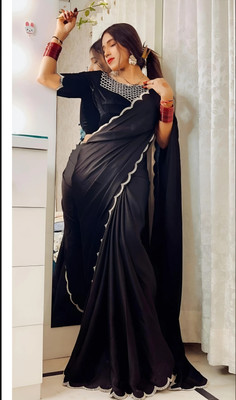 KAKADIYA CREATION Embroidered Bollywood Georgette Saree(Black)