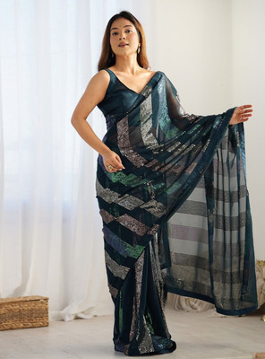 Divastri Embellished Bollywood Georgette Saree(Green)