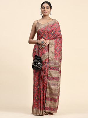 Rachna Floral Print Daily Wear Crepe Saree(Mustard)