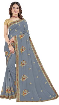 nilkanth creation Self Design Bollywood Georgette Saree(Grey)