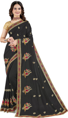 nilkanth creation Self Design Bollywood Georgette Saree(Black)