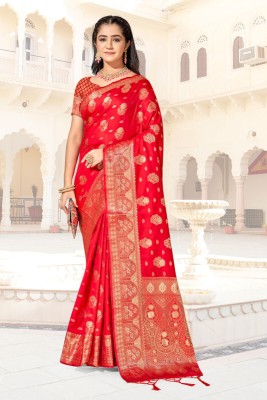 sagarika Woven Kanjivaram Art Silk Saree(Red)