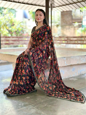 S.R.TEXTILES Printed Daily Wear Georgette Saree(Multicolor)