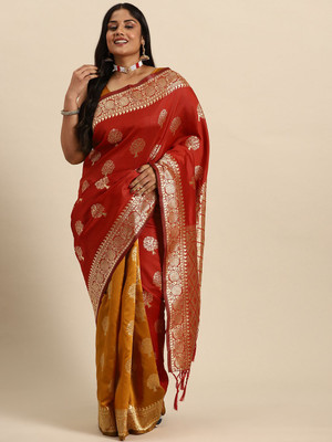 Sztori Woven Banarasi Silk Blend Saree(Red)