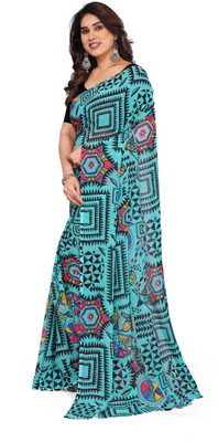 Jayu Embroidered Bollywood Georgette Saree(Light Blue)