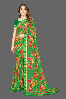 mahalaxmi fab Printed Bollywood Georgette Saree(Light Green)