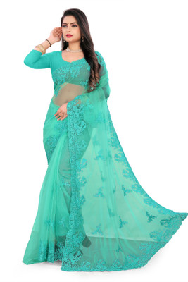 SPAREN CREATION Self Design Bollywood Net Saree(Light Green)