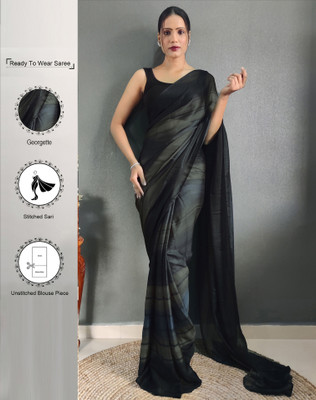 SIRIL Solid/Plain, Ombre, Embellished Bollywood Chiffon, Georgette Saree(Beige, Blue, Black)