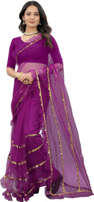 Yashvi Designer Embellished Bollywood Net Saree(Purple)
