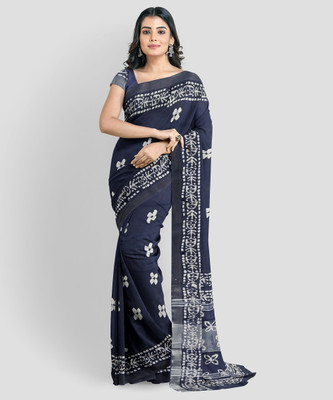 PRIDE SALES Printed Daily Wear Cotton Silk Saree(Blue)