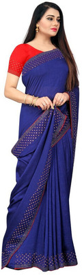 SHAKTIJEN ENTERPRISE Self Design Bollywood Polyester Saree(Dark Blue)