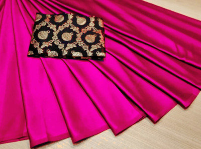 Arpita Fashion Solid/Plain Bollywood Silk Blend Saree(Multicolor)