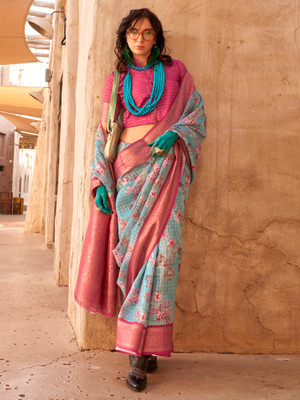 Tasrika Woven Chinnalapattu Georgette Saree(Light Blue)