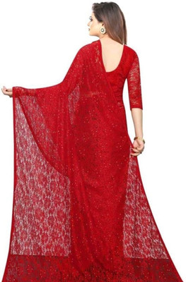 NEXA Self Design Bollywood Net Saree(Red)