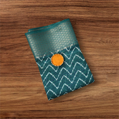 TRIKUTA Woven Saree with Attached Blouse Linen Saree(Green)