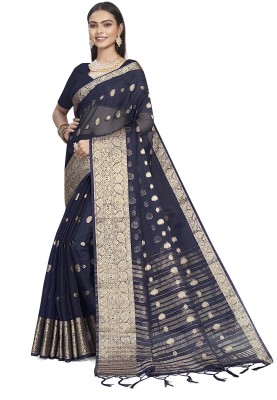 KOTHARI KS Woven Bandhani Organza Saree(Dark Blue)