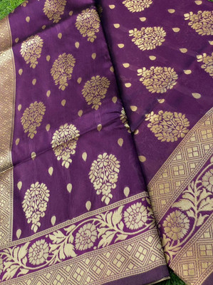 YESHA CREATION Woven Kanjivaram Pure Silk Saree(Purple)