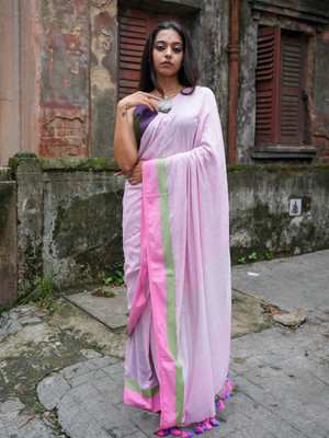 Suta Self Design Daily Wear Pure Cotton Saree(Pink)
