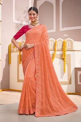 Laxmipati Sarees Embroidered Bollywood Chiffon Saree(Pink)