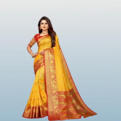 THESIYA FAB Printed Bollywood Georgette Saree(Yellow)