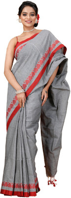 Oishani Saree Ghor Woven Jamdani Cotton Silk Saree(Grey)